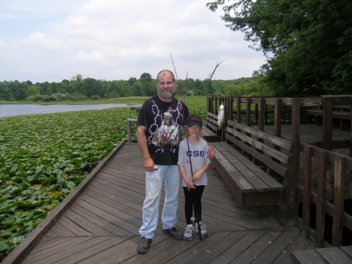 Elizabeth's fishing trip, Father's Day 2009, Slate Run Park.
